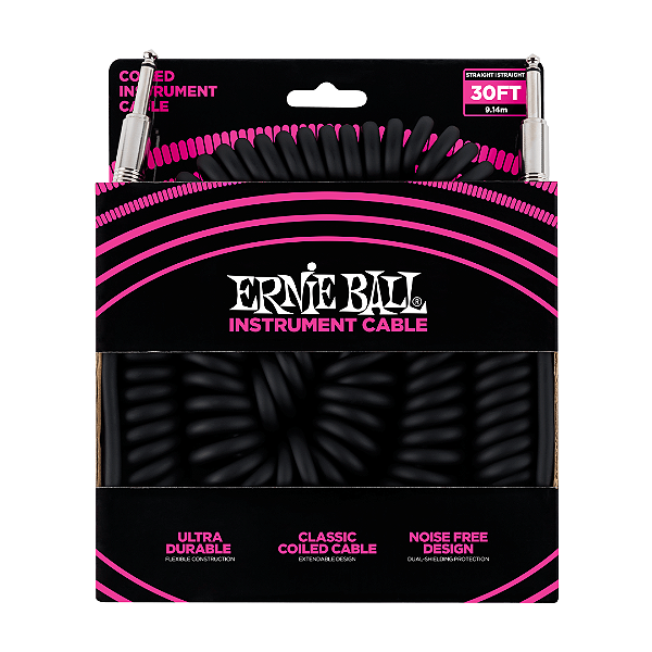 Cabo Espiral Para Instrumento P10 Ernie Ball Blindado 9,14m