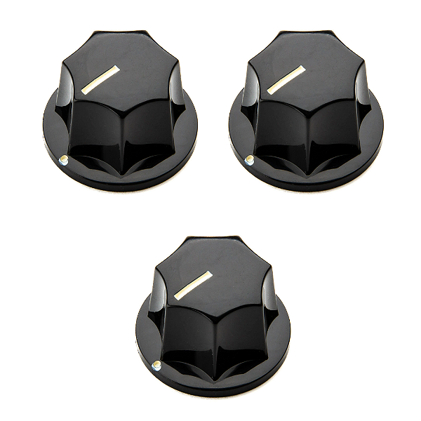 Kit 3 Knob De Plástico Para Instrumentos Grande Preto
