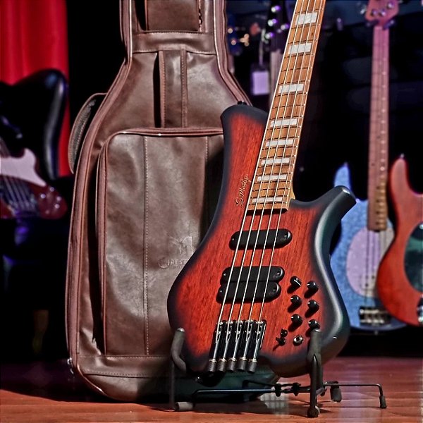 Baixo 5 Cordas Headless S.martyn Blaze Single Cut 32 Red Sunburst