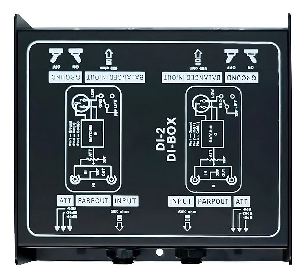 Direct Box Para Instrumento Passivo Stereo Custom Sound