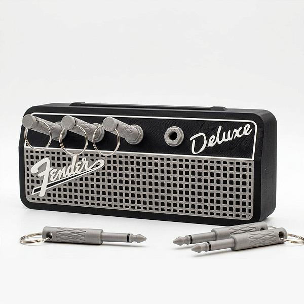 Porta Chaves Chaveiro Amplificador Fender Deluxe Com 6 Plugs 3D