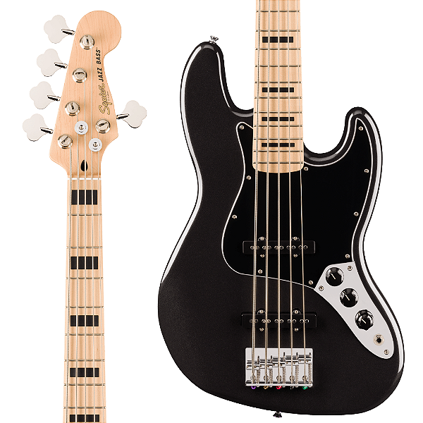 Baixo 5 Cordas Ativo Squier by Fender Affinity Series Jazz Bass V Black Metallic