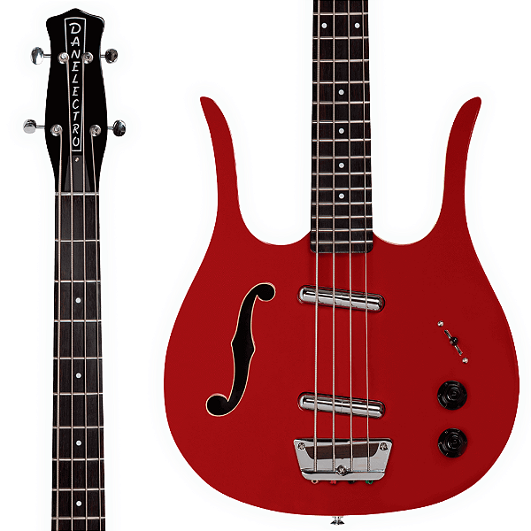 Baixo 4 Cordas Danelectro '58 Red Hot Longhorn Semi-hollow