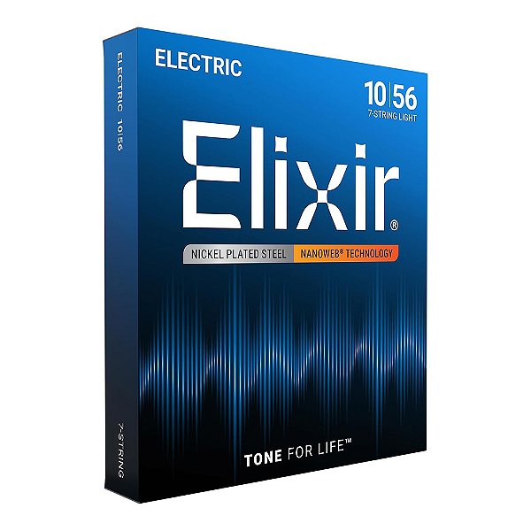 Encordoamento para Guitarra 7 Cordas Elixir Nanoweb Light .010