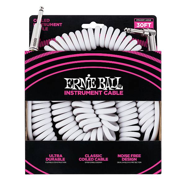 Cabo Espiral Para Instrumento P10 Ernie Ball Blindado 9,14m White
