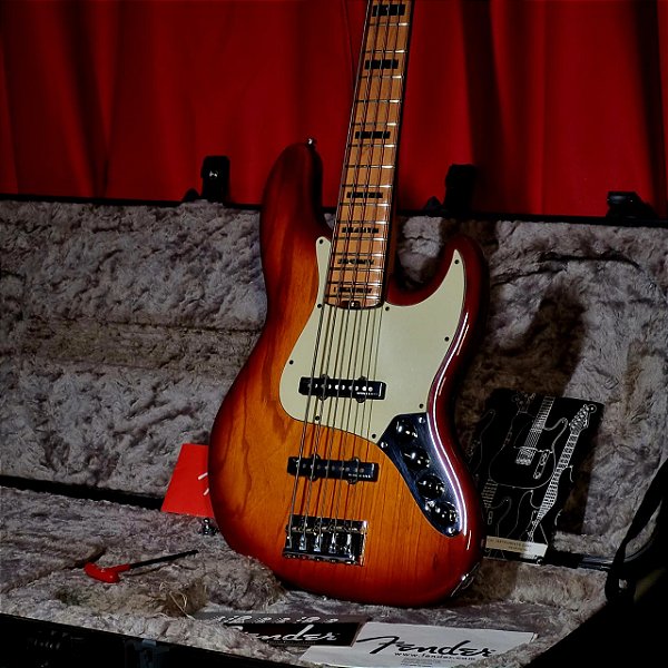 Baixo 5 Cordas Fender American Elite Jazz Bass V Tobacco Sunburst