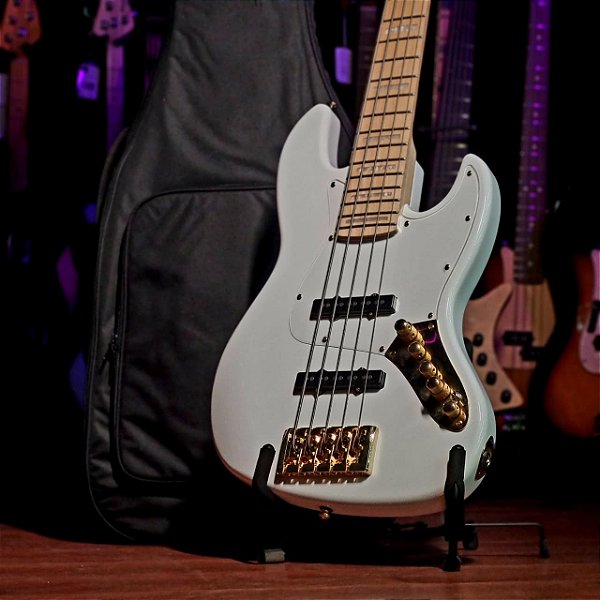 Baixo 5 Cordas Swing Jazz Bass Deluxe White
