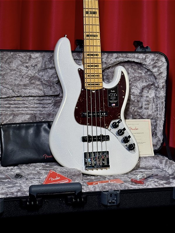 Baixo 5 Cordas Fender American Ultra Jazz Bass Arctic Pearl