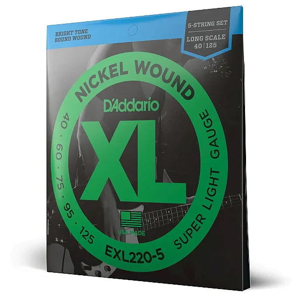 Encordoamento para Baixo 5 Cordas Daddario XL Nickel .040