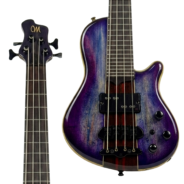 Mini Baixo 4 Cordas Ativo Mayones Cali 4 Transparent Custom Color Gloss
