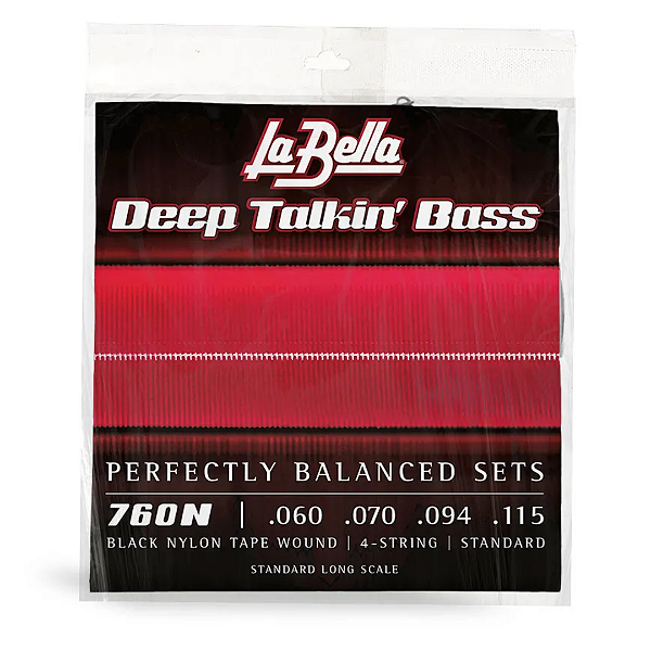 Encordoamento para Baixo 4 Cordas La Bella Deep Talkin’ Bass Black Nylon .060