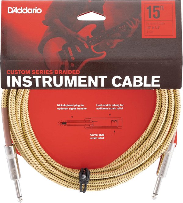 Cabo para Instrumento P10 Daddario Custom Braided 4,57m Tweed