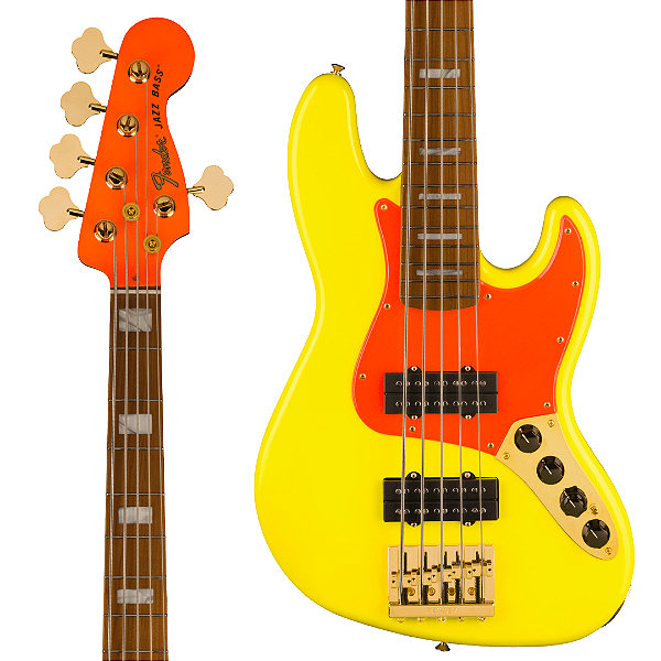 Baixo 5 Cordas Fender MonoNeon Jazz Bass V Neon Yellow