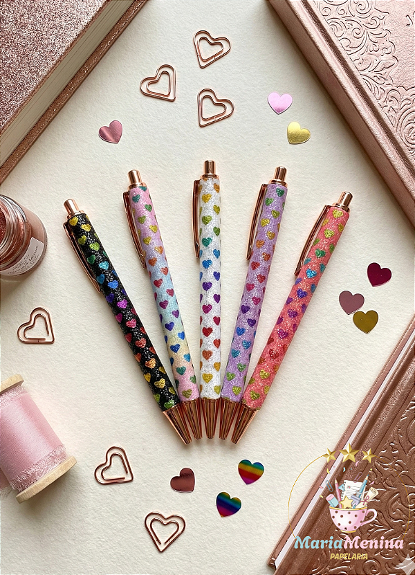 Caneta Metálica LUXO Glitter Love - Unidade sortida