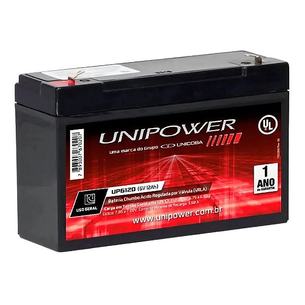 BATERIA UNIPOWER 6V 12 AH