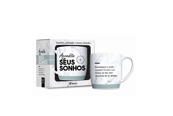 CANECA PORCELANA URBAN 300ML - ACREDITE EM SEUS SONHOS