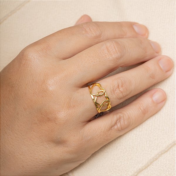 ANEL CORAÇÕES ENTRELAÇADOS