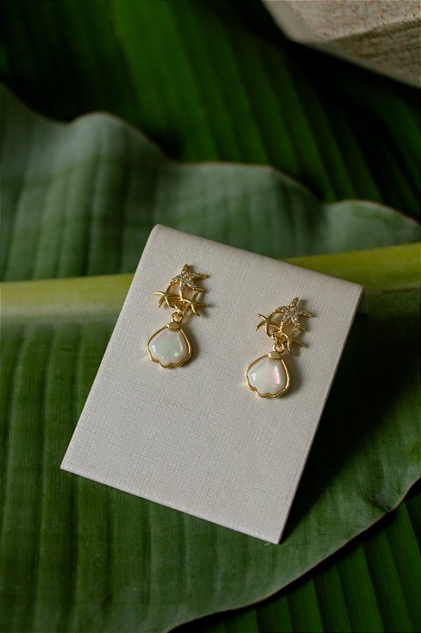 BRINCO OCEANO COM MADREPÉROLA E ZIRCÔNIA