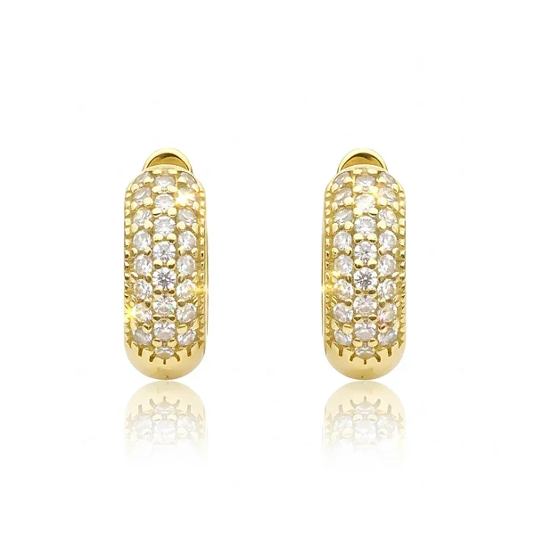 Brinco Argola Cravejada em Zircônia 25 pedras (Banho Ouro)