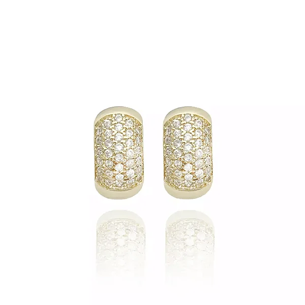 Brinco Argola 34 Pedras Cravejada em Zircônia (Banho Ouro 24k)