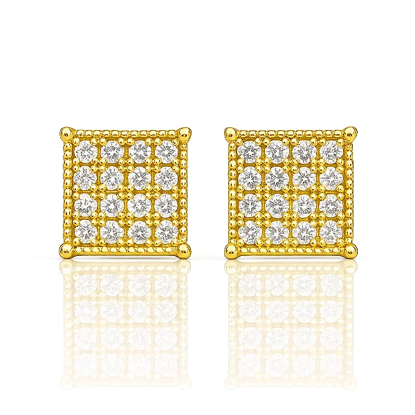 Par de Brinco Babel Cravejado em Zircônia Banhado a Ouro 18k