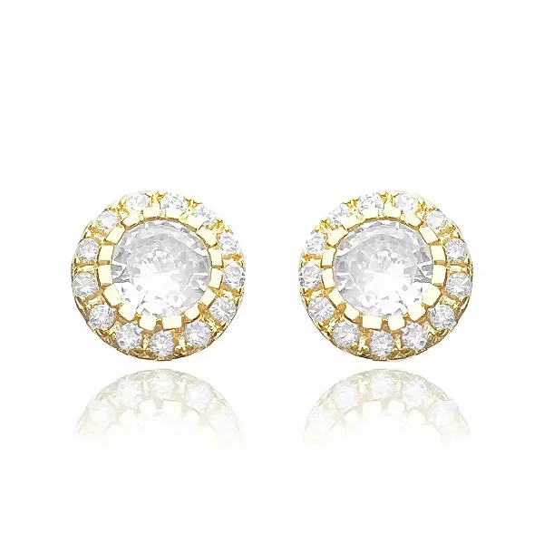 Par de Brinco Imperial 15 Pedras Banhado a Ouro 24k