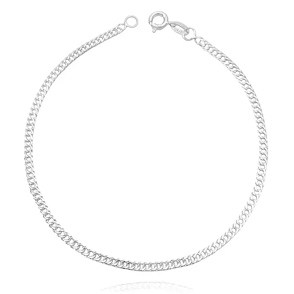 Pulseira Grumet Dupla 20cm 2,5mm (Fecho Tradicional) (Banho Prata 925*)