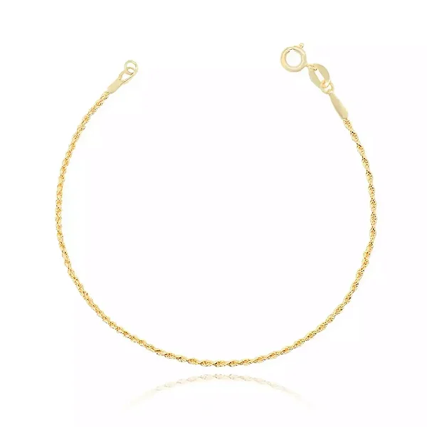 Pulseira Cordão Baiano 20cm 1,8mm (Fecho Tradicional) (TAG 18K) (Banho Ouro)
