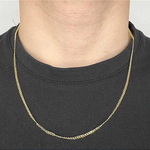 Corrente Grumet 55cm 2mm (Fecho Tradicional) (TAG 18k) (Banho Ouro*)