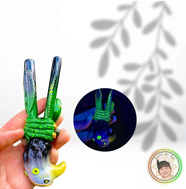 Kuripe Águia e Serpente Verde com Sopro Duplo