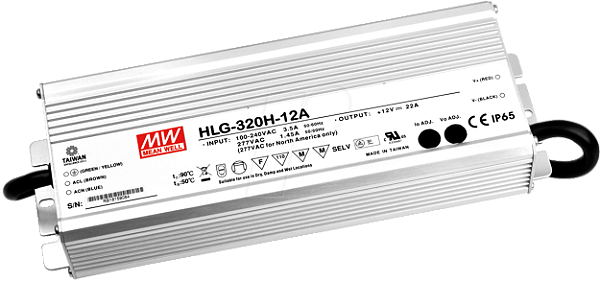 FONTE 12V 22A LED DVR CCCV ACDC 10.8-13.5V 22A HLG-320H-12A MEAN WELL
