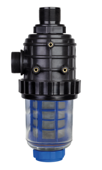 FILTRO DE SUCÇÃO TRANSPARENTE COM VÁLVULA DE ABASTECIMENTO – POLIPROPILENO COM FIBRA