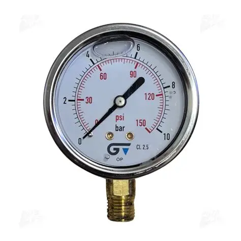 MANÔMETRO CAIXA INOX COM GLICERINA BSP 1/4", 0–25 BAR – 3822025 GENEBRE