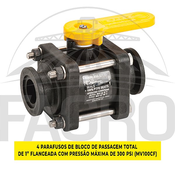 VÁLVULA DE ESFERA COM 4 E 6 PARAFUSOS DE 1”, 2” E 3” FLANGEADAS MV***CF - BANJO