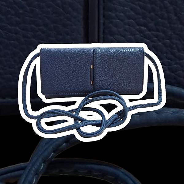 Bolsa Tiracolo Minimal Azul Marinho - Couro Premium