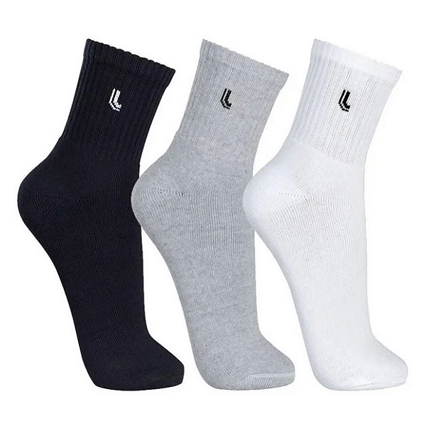 Meia Cano Médio Sport Unissex Pacote 3 Pares - LUPO