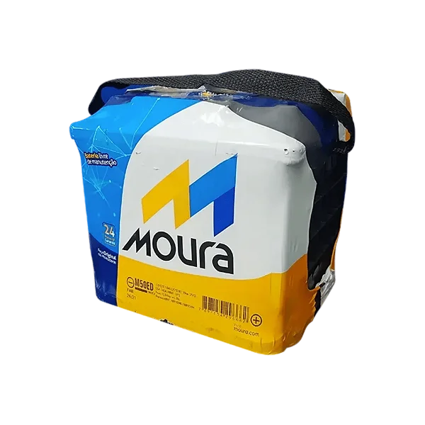 Bateria Moura 50Ah – 12V – M50ED (Caixa Alta) – Polo Direito | Original de Montadora – Livre de Manutenção – Inmetro