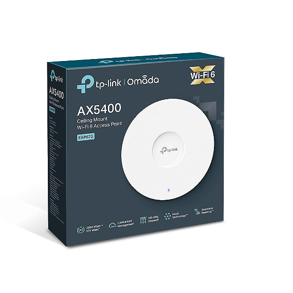 Access Point Wi-Fi 6 Dual Band AX5400 de Teto Omada TP-LInk EAP670