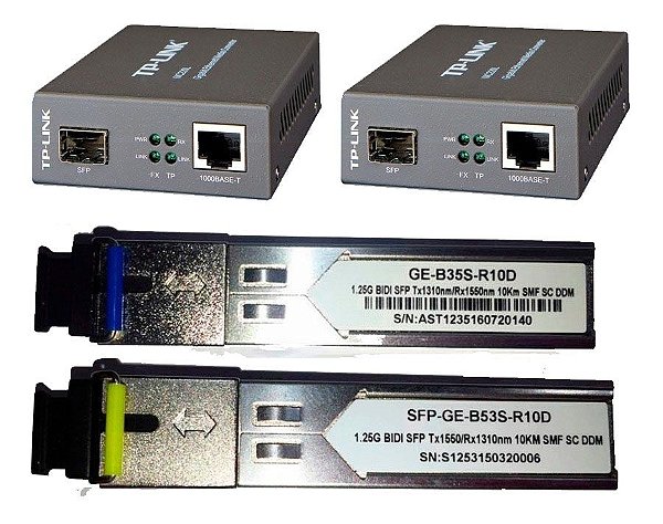 Kit Fibra Ótica Conversor Mc220l Gbic 10km Monomodo 1 Fo Sc