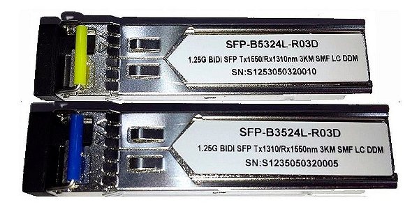 Kit Gbic Módulo Sfp Bi-direcional Wdm 3km Lc 1550/1310 Monomodo