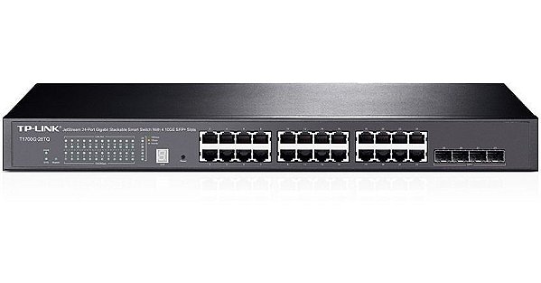 Switch 24 portas Gigabit + 4 portas SFP+ 10G Gerenciável TP-Link T1700g-28TQ