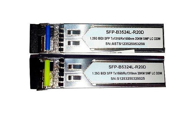 Kit Gbic Módulo Sfp Bi-direcionall Wdm 20km Lc 1550/1310 1FO Monomodo