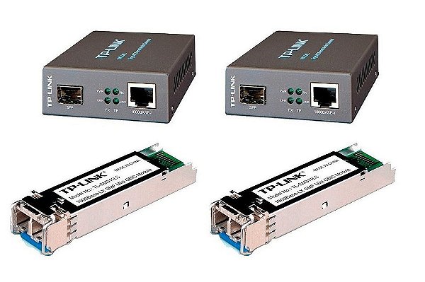 Kit conversor e Gbic Fibra Ótica Gigabit 1000 Monomodo Lc/upc Conversor Gbic SM Duplex LC 1310NM
