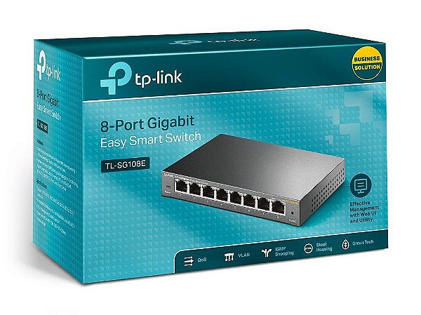 Switch Gerenciável 8 Portas Gigabit TP-Link TL-SG108E  Easysmart 10/100/1000 VLAN