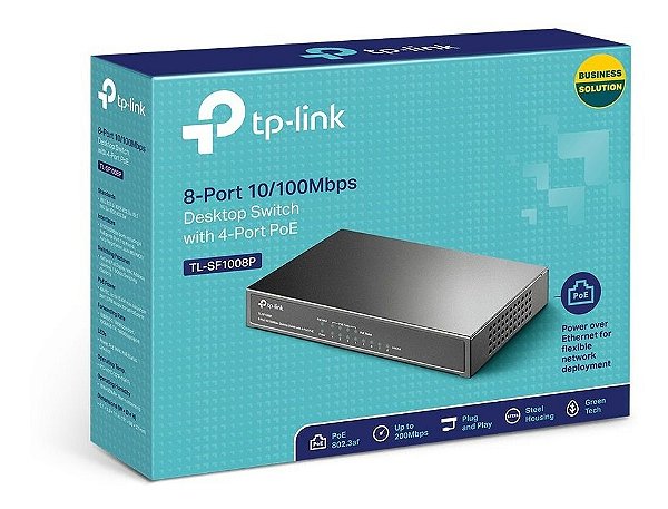 Switch 8 Portas Com 4 Portas Poe Tp-link TL-SF1008P