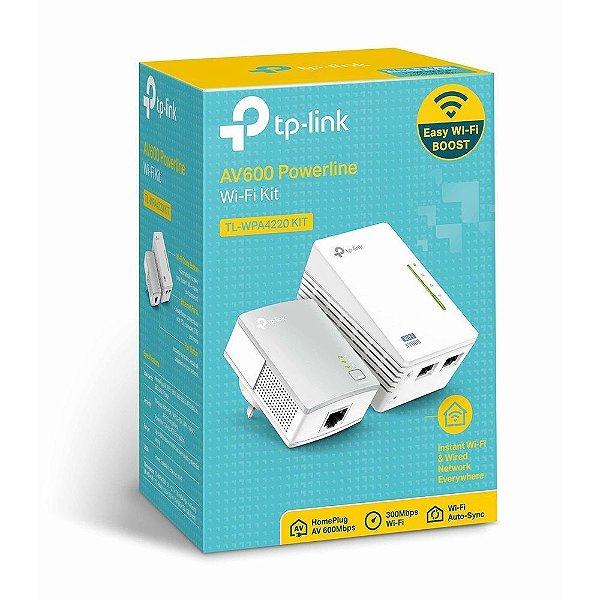 Adaptador Powerline AV600 c/ Repetidor WiFi 300MB/s TP-Link TL-WPA4220Kit