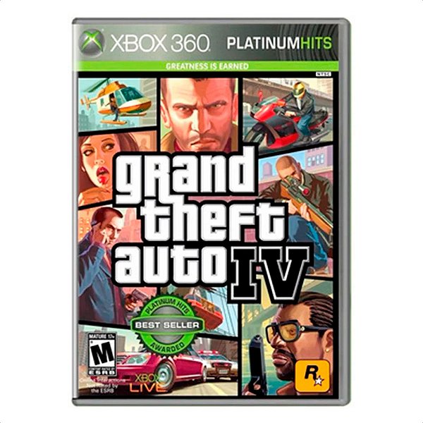 Jogo Grand Theft Auto IV Mídia Fisica  (GTA 4) - Xbox 360 (Platinum Hits) - Usado