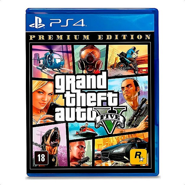 Jogo Grand Theft Auto V  Midia Física (GTA 5) - PS4 (Premium Edition)