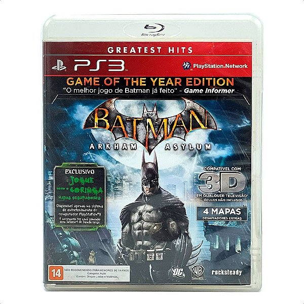 Jogo Batman Arkham Asylum  PS3 Mídia Física Original Usado Sem Manual