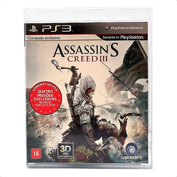 Jogo Assassins Creed 3 PS3 Mídia Física Original Usado Com Manual